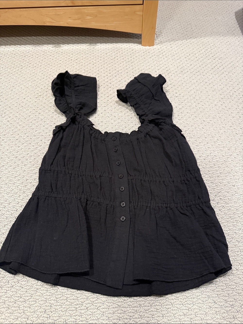 Steve Madden Black Ruffled Button-Front Tank